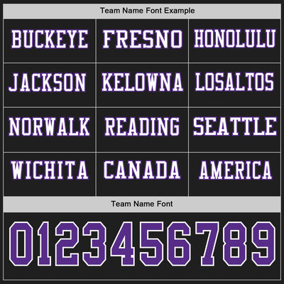 Custom Black Purple-White Long Sleeve Authentic Football Jersey