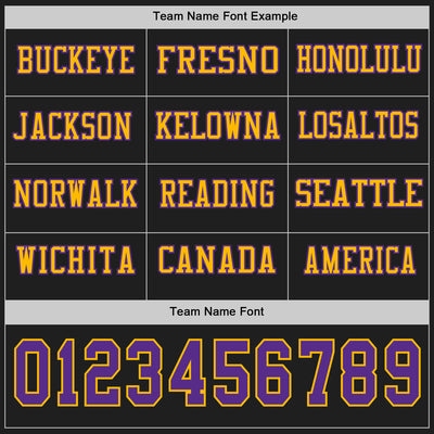 Custom Black Purple-Gold Long Sleeve Authentic Football Jersey