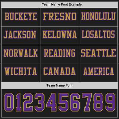 Custom Black Purple-Old Gold Long Sleeve Authentic Football Jersey