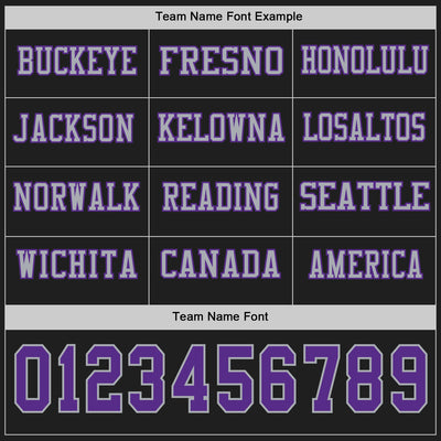 Custom Black Purple-Gray Long Sleeve Authentic Football Jersey