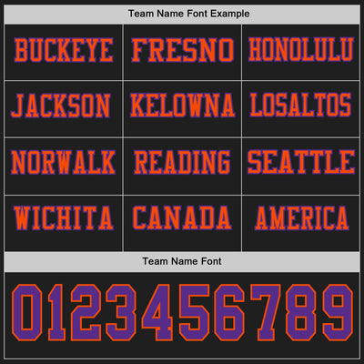 Custom Black Purple-Orange Long Sleeve Authentic Football Jersey