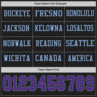 Custom Black Purple-Light Blue Long Sleeve Authentic Football Jersey