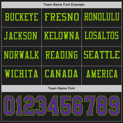 Custom Black Purple-Neon Green Long Sleeve Authentic Football Jersey
