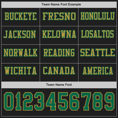 Custom Black Kelly Green-Old Gold Long Sleeve Authentic Football Jersey