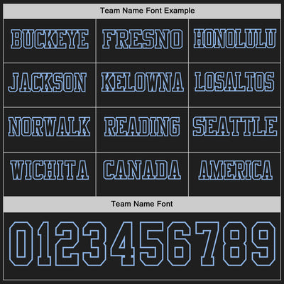 Custom Black Light Blue Long Sleeve Authentic Football Jersey