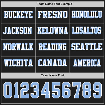 Custom Black Light Blue-White Long Sleeve Authentic Football Jersey