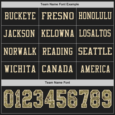 Custom Black Camo-Cream Long Sleeve Authentic Football Jersey