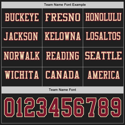 Custom Black Crimson-Cream Long Sleeve Authentic Football Jersey