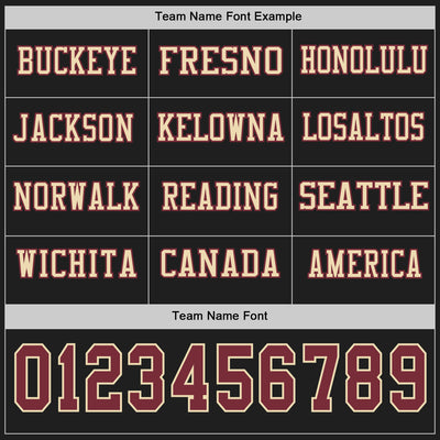 Custom Black Burgundy-Cream Long Sleeve Authentic Football Jersey