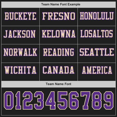 Custom Black Purple-Cream Long Sleeve Authentic Football Jersey