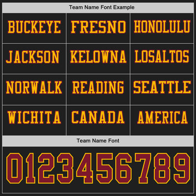 Custom Black Crimson-Gold Long Sleeve Authentic Football Jersey