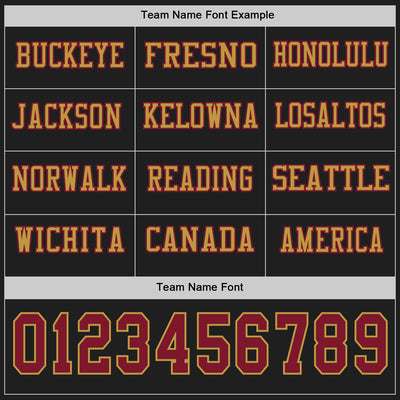 Custom Black Crimson-Old Gold Long Sleeve Authentic Football Jersey