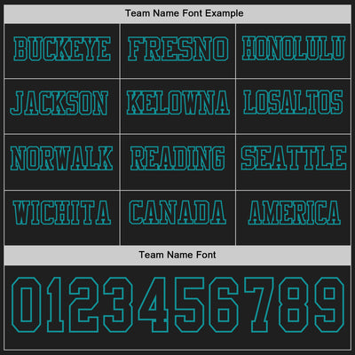 Custom Black Teal Long Sleeve Authentic Football Jersey