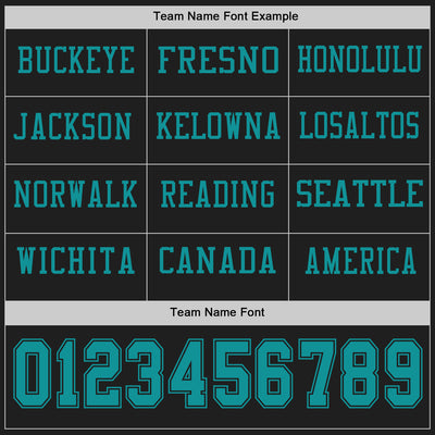 Custom Black Teal Long Sleeve Authentic Football Jersey