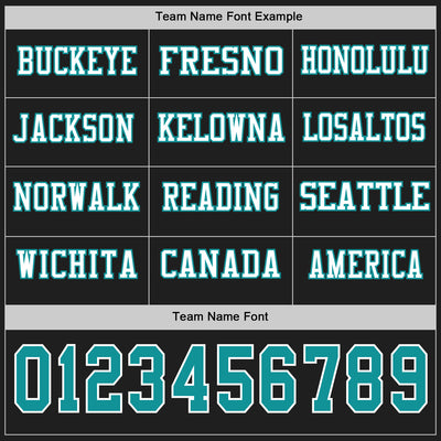 Custom Black Teal-White Long Sleeve Authentic Football Jersey