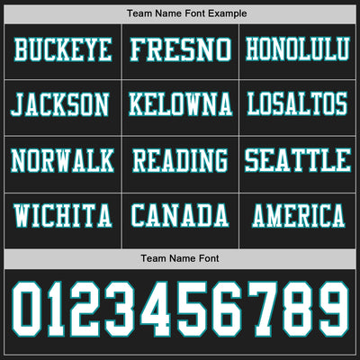 Custom Black White-Teal Long Sleeve Authentic Football Jersey