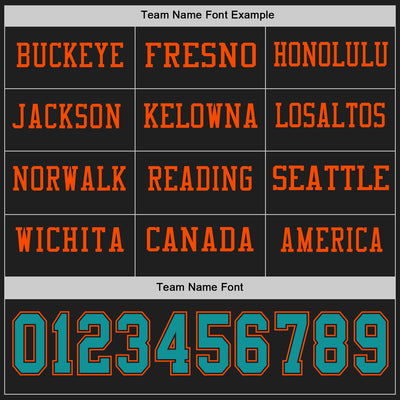 Custom Black Teal-Orange Long Sleeve Authentic Football Jersey