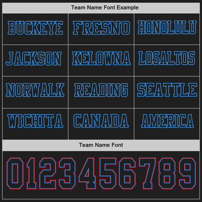 Custom Black Powder Blue-Red Long Sleeve Authentic Football Jersey