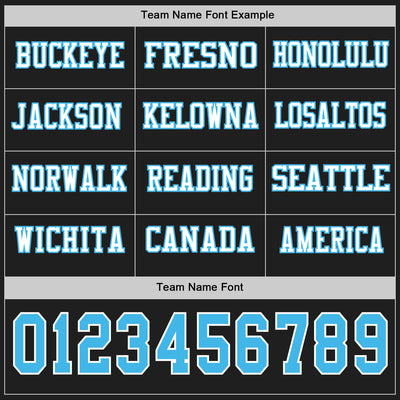 Custom Black Sky Blue-White Long Sleeve Authentic Football Jersey