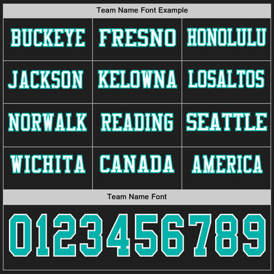 Custom Black Aqua-White Long Sleeve Authentic Football Jersey