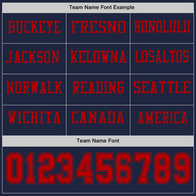 Custom Navy Red Long Sleeve Authentic Football Jersey