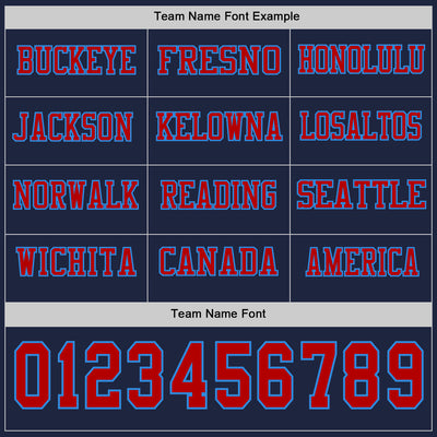 Custom Navy Red-Powder Blue Long Sleeve Authentic Football Jersey