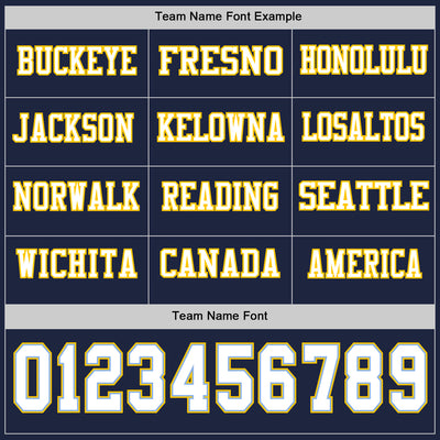 Custom Navy White Light Blue-Yellow Long Sleeve Authentic Football Jersey