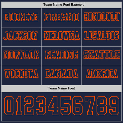 Custom Navy Orange Long Sleeve Authentic Football Jersey