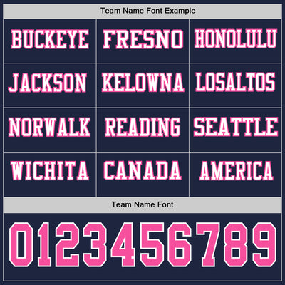 Custom Navy Pink-White Long Sleeve Authentic Football Jersey