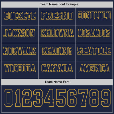 Custom Navy Old Gold Long Sleeve Authentic Football Jersey