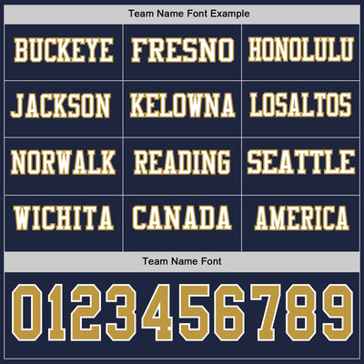 Custom Navy Old Gold-White Long Sleeve Authentic Football Jersey