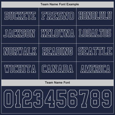 Custom Navy Gray Long Sleeve Authentic Football Jersey