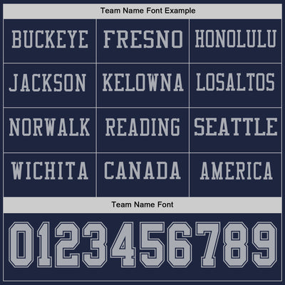 Custom Navy Gray Long Sleeve Authentic Football Jersey