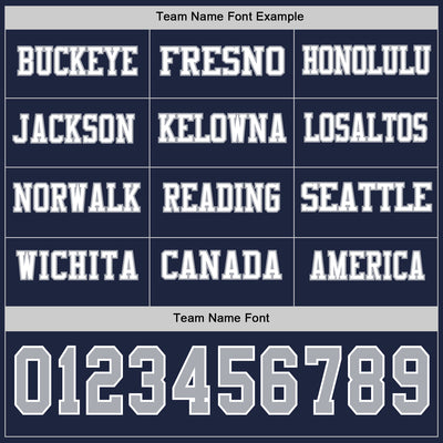 Custom Navy Gray-White Long Sleeve Authentic Football Jersey