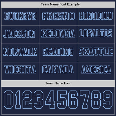 Custom Navy Light Blue Long Sleeve Authentic Football Jersey