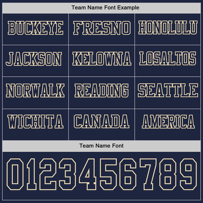 Custom Navy Cream Long Sleeve Authentic Football Jersey