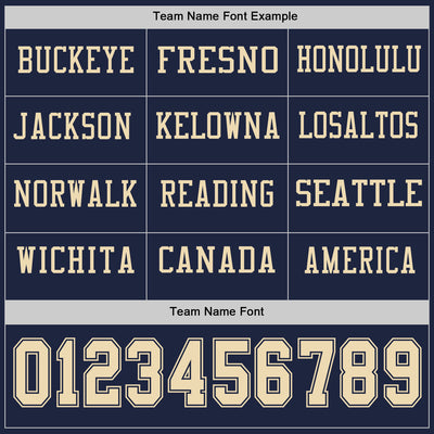 Custom Navy Cream Long Sleeve Authentic Football Jersey