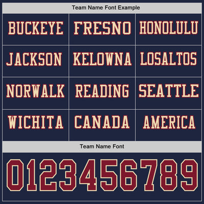 Custom Navy Crimson-Cream Long Sleeve Authentic Football Jersey