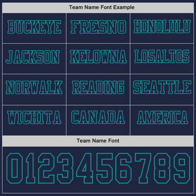 Custom Navy Teal Long Sleeve Authentic Football Jersey