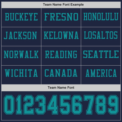 Custom Navy Teal Long Sleeve Authentic Football Jersey