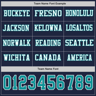 Custom Navy Teal-White Long Sleeve Authentic Football Jersey