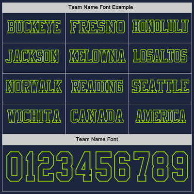 Custom Navy Neon Green Long Sleeve Authentic Football Jersey