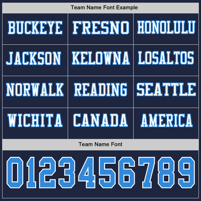 Custom Navy Powder Blue-White Long Sleeve Authentic Football Jersey