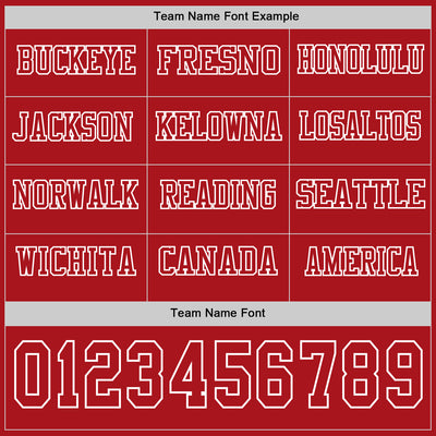 Custom Red White Long Sleeve Authentic Football Jersey