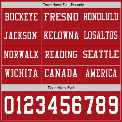 Custom Red White Long Sleeve Authentic Football Jersey