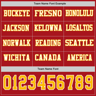 Custom Red Gold-White Long Sleeve Authentic Football Jersey