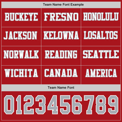 Custom Red Gray-White Long Sleeve Authentic Football Jersey