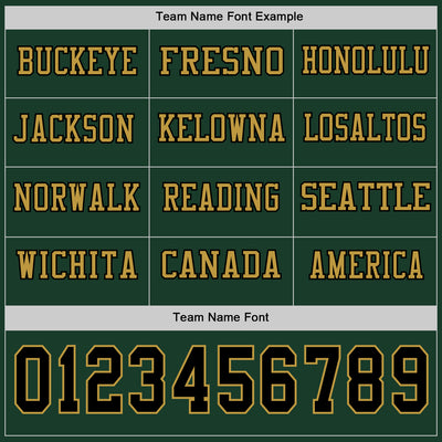 Custom Green Black-Old Gold Long Sleeve Authentic Football Jersey