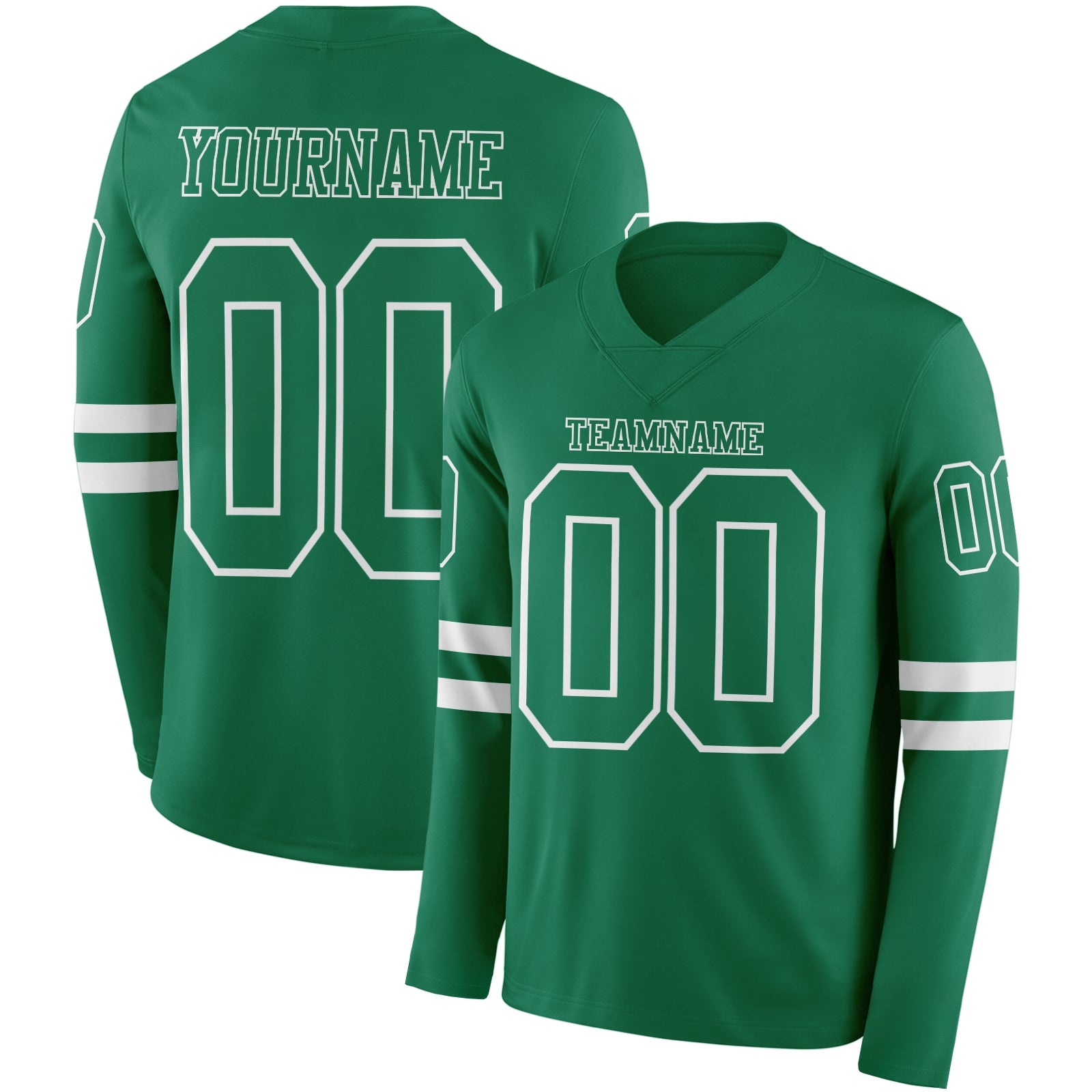 Custom Kelly Green White Long Sleeve Authentic Football Jersey