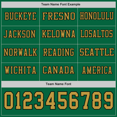 Custom Kelly Green Old Gold-Black Long Sleeve Authentic Football Jersey